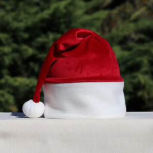 Різдвяна новорічна шапка текстиль 40х30см (червона)