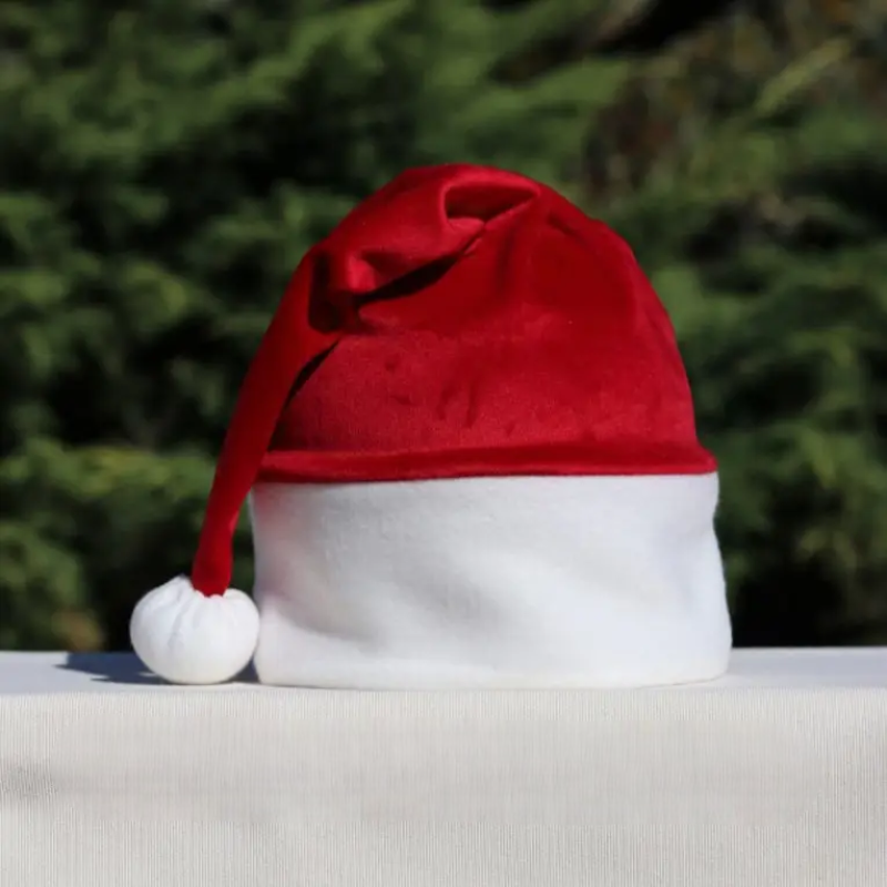 Різдвяна новорічна шапка текстиль 40х30см (червона)