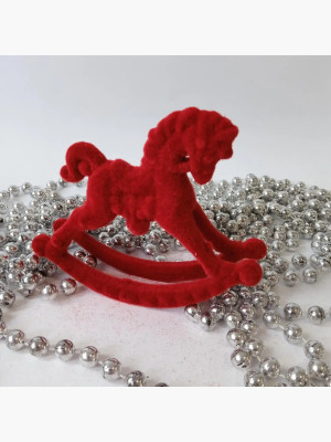 Іграшка на ялинку СИМВОЛ РОКУ Кінь оксамит (червоний, 11см)