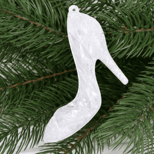 Іграшка на ялинку Туфелька (біла, 15см)