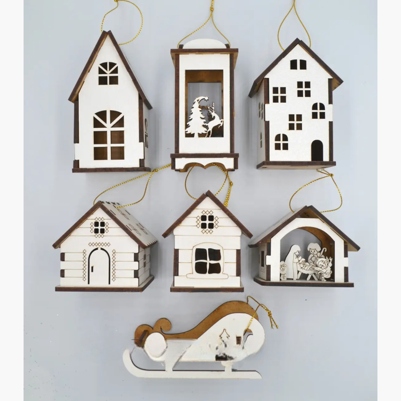 Новорічний набір дерев'яних іграшок Місто