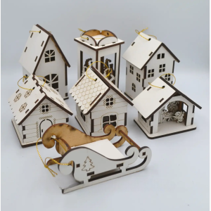 Новорічний набір дерев'яних іграшок Місто