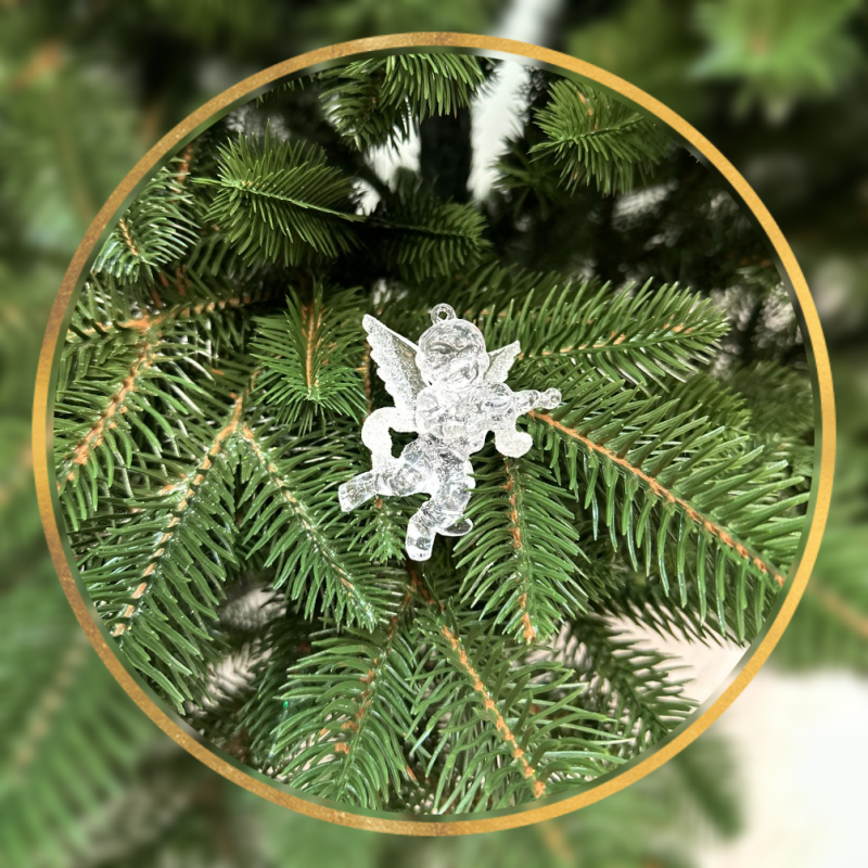 Іграшка на ялинку Амур (прозора, 4см)