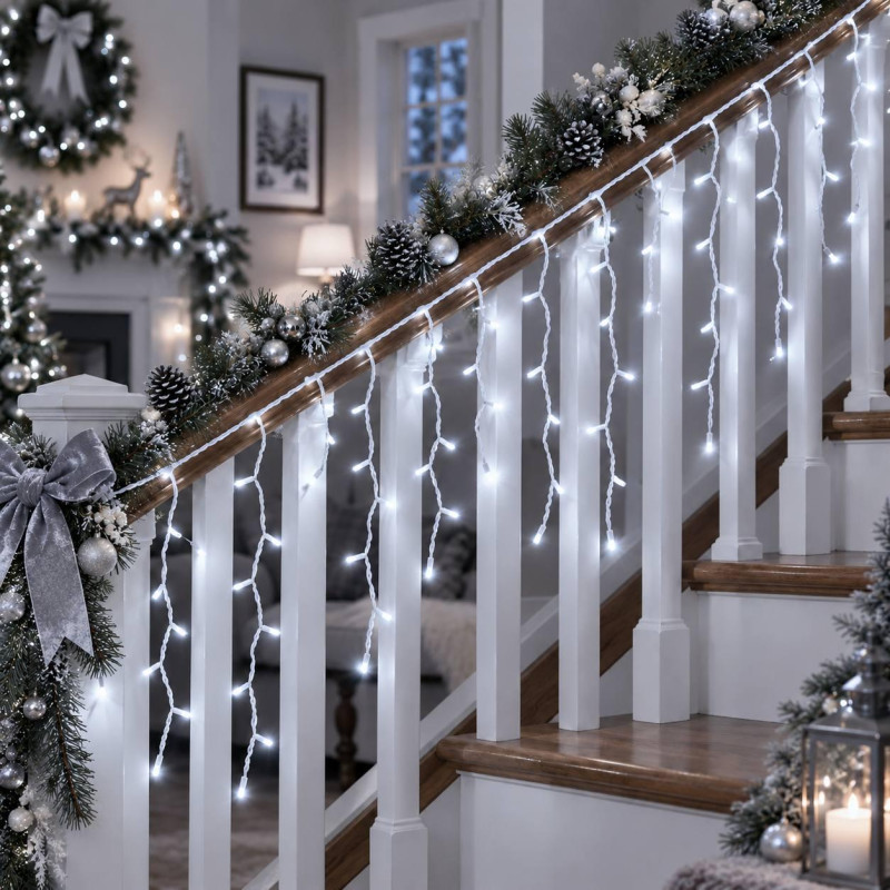 Вулична гірлянда «Бахрома» 3×0,8 м, 100 LED, холодний білий, 10% Flash, IP44, з конектором