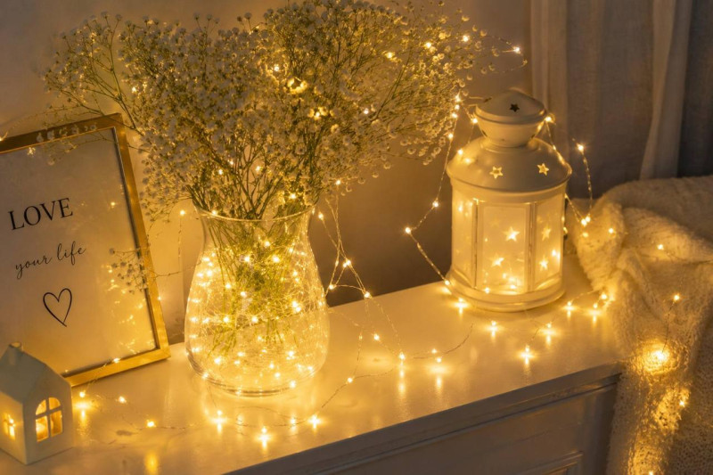 Гірлянда Роса 10 м USB, 100 LED, тепло білий