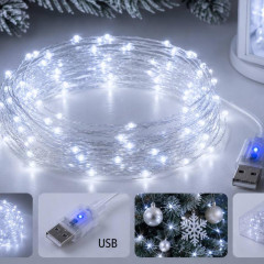 Гірлянда Роса 20 м USB, 200 LED, холодний білий Гірлянда Роса 20 м USB, 200 LED, холодний білий