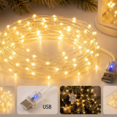 Гірлянда Роса 20 м USB, 200 LED, теплий білий Гірлянда Роса 20 м USB, 200 LED, теплий білий