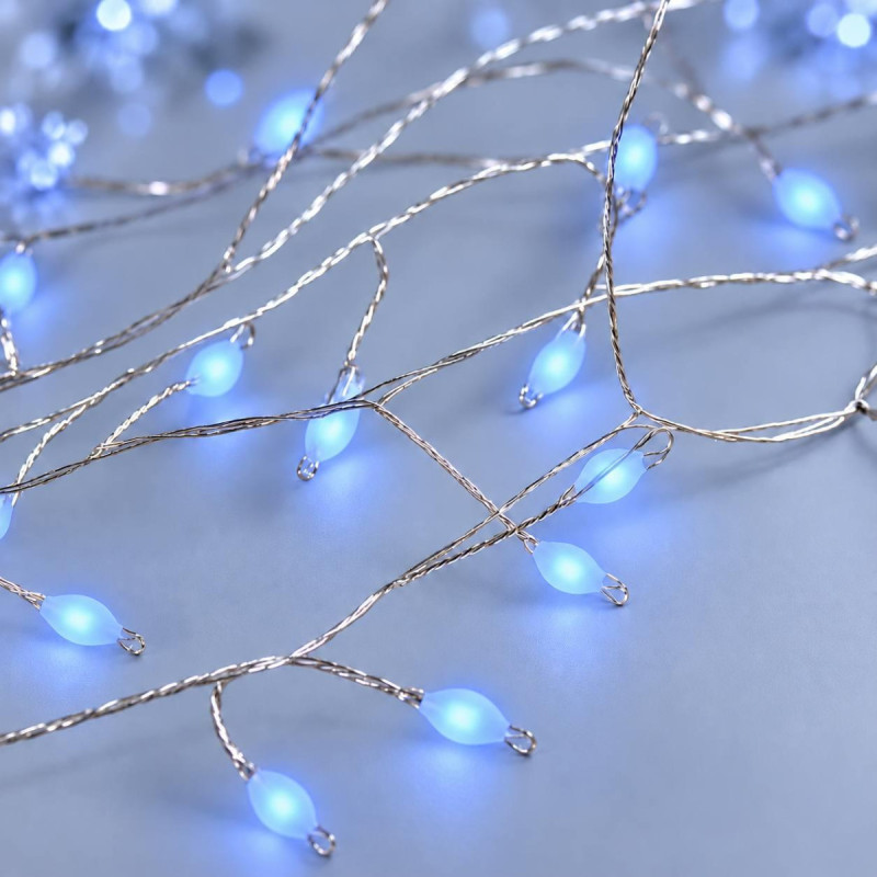 Гірлянда роса «Хвойна лапа» матова 30 м, 900 LED, синя, білий мідний провід, пульт, IP44