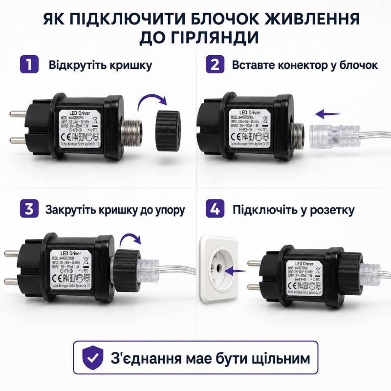 Гірлянда роса «Хвойна лапа» матова 30 м, 900 LED, холодний білий, білий мідний провід, пульт, IP44