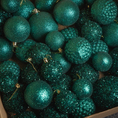 Новорічні кулі 40 шт Блиск Однотонний Смарагдовий Набір новорічних куль