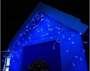 Гірлянда Бахрома LED 3x0.8м (синя, на білому, з конектором)