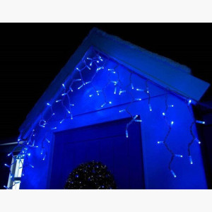 Гірлянда Бахрома LED 3x0.8м (синя, на білому, з конектором)