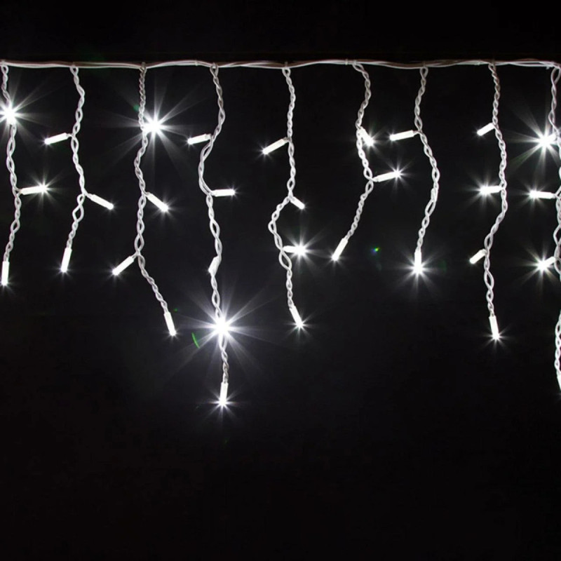 Гирлянда Бахрома LED 3x0.8м (белая, на белом)