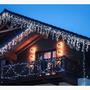 Вулична Гірлянда Бахрома LED 3x0.8м (біла, з конектором)