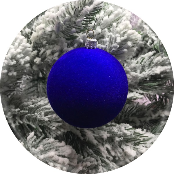Ялинкова куля Оксамит (80мм, синій)