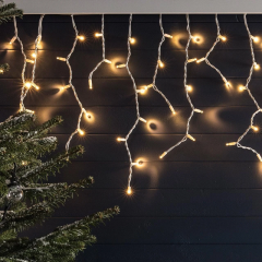 Гирлянда Бахрома LED 3x0.8м (тепло-белая, на белом, с коннектором)