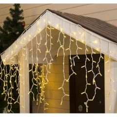 Гирлянда Бахрома LED 3x0.8м (тепло-белая, на белом, с коннектором)