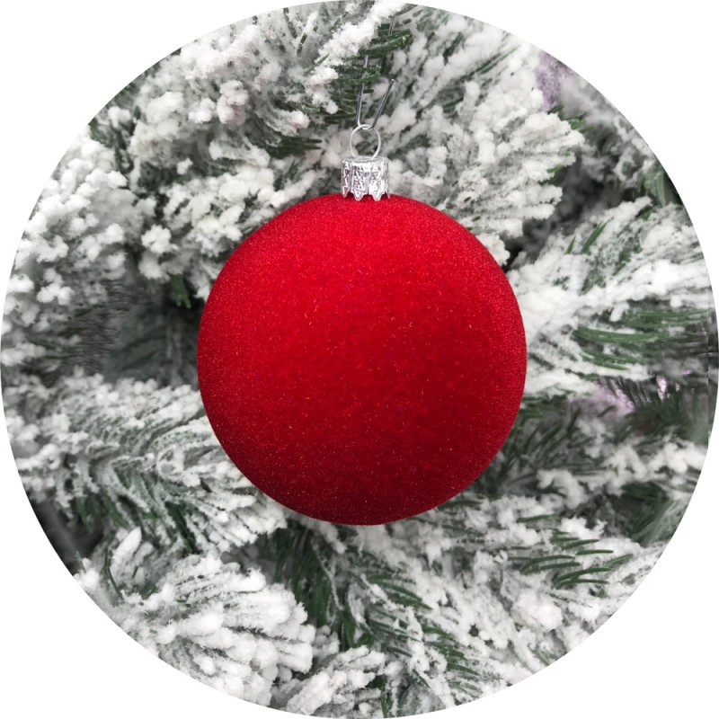 Ялинкова куля Оксамит (80мм, червоний)