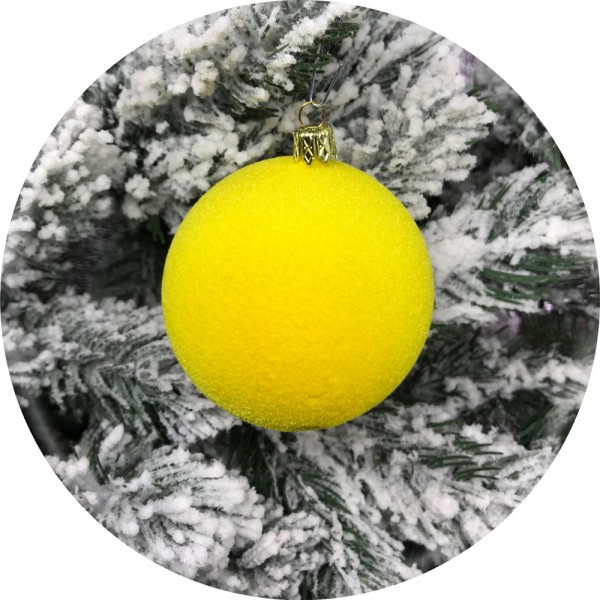 Ялинкова куля Оксамит (80мм, жовтий)