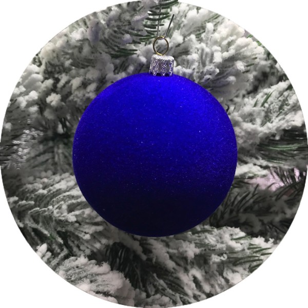 Ялинкова куля Оксамит (130мм, синій)