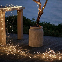 Гирлянда конский хвост 10 нитей, 2.4м, 460LED (тепло-белая, на белом)