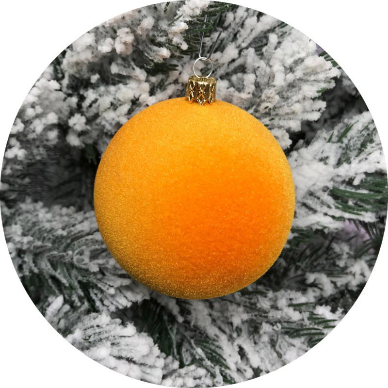 Ялинкова куля Оксамит (100мм, помаранчевий)