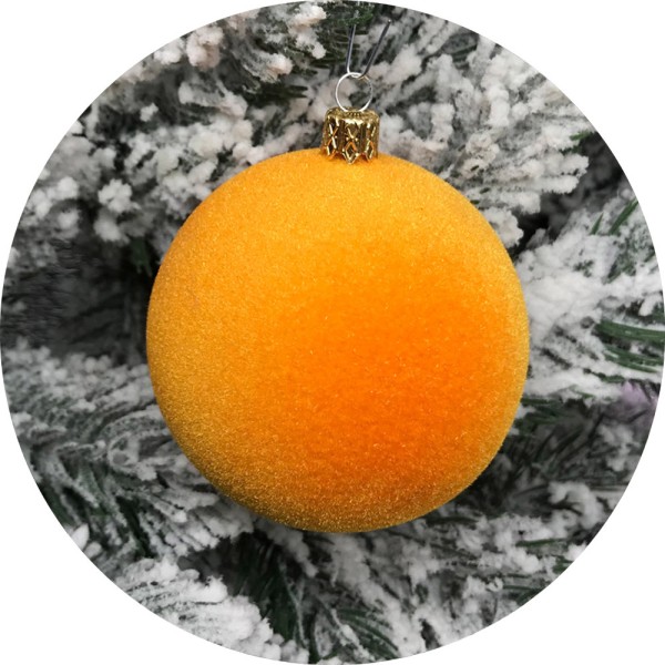 Ялинкова куля Оксамит (130мм, помаранчевий)