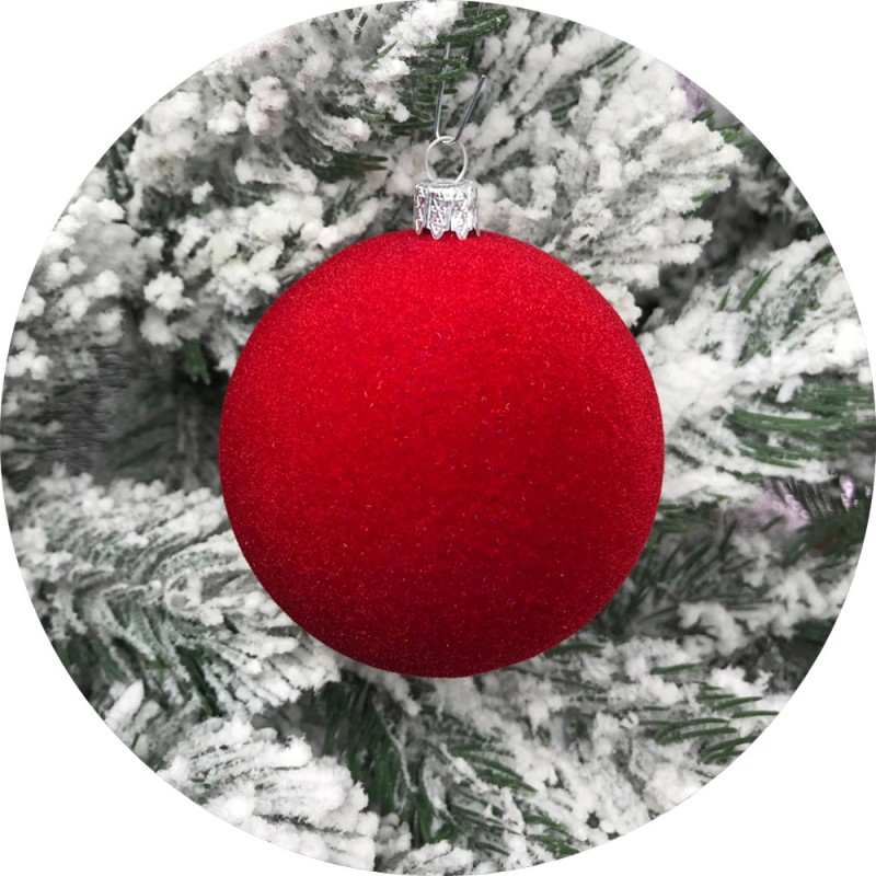 Ялинкова куля Оксамит (100мм, червоний)