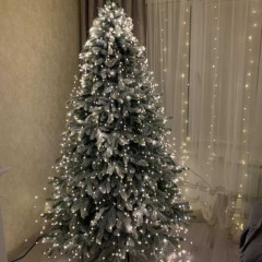 Гирлянда конский хвост 10 нитей, 2.4м, 460LED (белая, на белом)