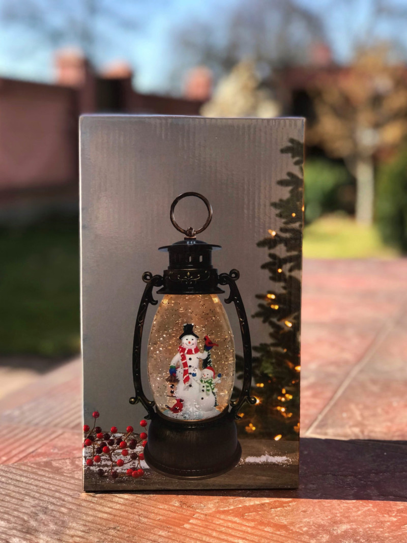 Новогодний фонарь светильник ночник музыкальный 24см Снеговики