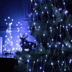 Гирлянда конский хвост 10 нитей, 2.4м, 460LED (белая, на зелёном)