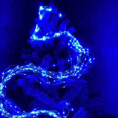 Гирлянда конский хвост 20 нитей, 2.4м, 460LED (синяя, на белом)