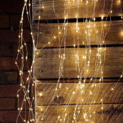 Гирлянда конский хвост 10 нитей, 2.4м, 460LED (тепло-белая, на белом)
