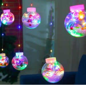 Гирлянда Шарик Роса LED с Дедом Морозом 3х1м (мульти)