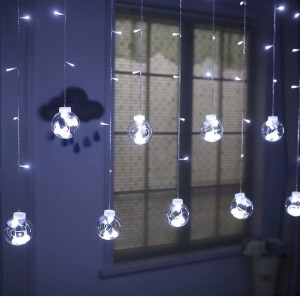 Гирлянда штора LED Шар в шаре 3х0.8м (белая)