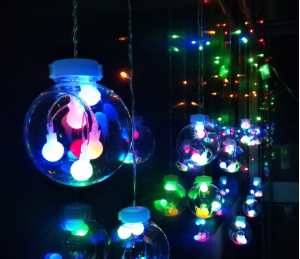 Гирлянда штора LED Шар в шаре 3х0.8м (мульти)
