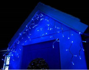 Гирлянда Бахрома LED 5x0.5м (синяя, на белом, с коннектором)