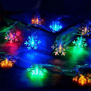 Гирлянда нить Снежинки 4м 28LED (мульти)