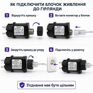 Гірлянда «Роса» 100 м, 1000 LED, холодний білий, білий мідний провід, з пультом, IP44
