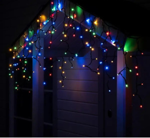 Гірлянда Бахрома LED 3x0.8м (мульти, на білому, з конектором)