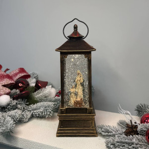Новорічний ліхтар світильник нічник музичний 32см Релігійний з USB живленням, на батарейках