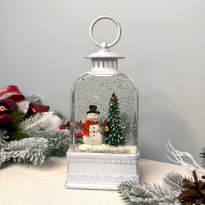 Новорічний ліхтар світильник нічник музичний 25см білий з USB живленням, на батарейках