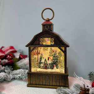 Новорічний ліхтар світильник нічник музичний 31см Будинок висота USB живленням, на батарейках