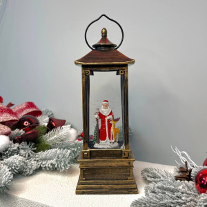 Новорічний ліхтар світильник нічник музичний 30см Санта з оленем 30см з USB живленням