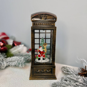 Новорічний ліхтар світильник нічник музичний 22х8см Таксофон з USB живленням 