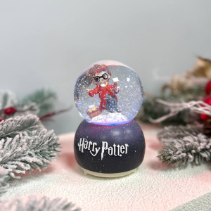 Новорічна куля світильник нічник музичний 14см Гаррі Поттер, на батарейках в комплеті