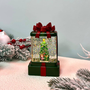 Новорічний ліхтар нічник 12см Подарунок №1 на батарейках у комплекті