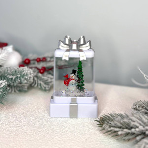 Новорічний ліхтар нічник 12см Подарунок №2 на батарейках у комплекті