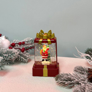 Новорічний ліхтар нічник 12см Подарунок №3 на батарейках у комплекті