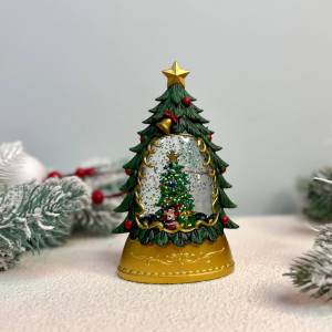 Новорічний ліхтар нічник у формі 15см Ялинка №3 зі ялинкою всередині 15см на батарейках у комплекті